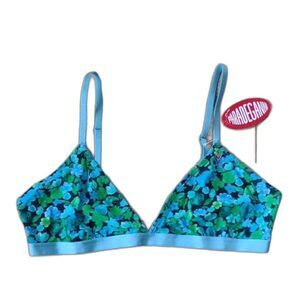 GANNI x Parade Blue Floral Print Triangle Bralette Size Large